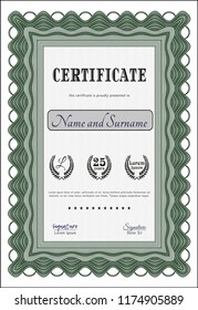 Green Certificate template. Vector illustration. With background. Superior design. 