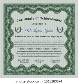 Green Certificate. Vector illustration. Easy to print. Perfect design. 