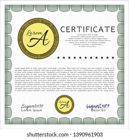 Green Certificate. Vector illustration. With quality background. Sophisticated design. 