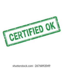 El sello OK certificado verde indica la Aprobación y validación oficial