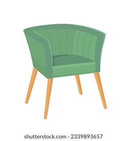 Green chair for house concept. Furniture, interior and decor. Comfort and coziness. Sticker for social networks and messengers. Cartoon flat vector illustration isolated on white background