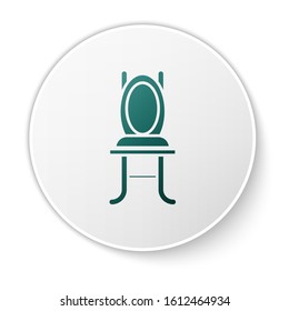 Green Chair icon isolated on white background. White circle button. Vector Illustration