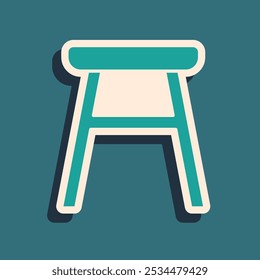 Green Chair icon isolated on green background. Long shadow style. Vector