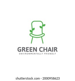 Logo de la silla verde, silla y diseño del logotipo de árbol verde plantilla vectorial