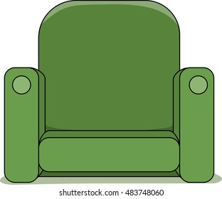 green chair on a white background.