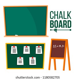 Green Chalk Board Vector. School Blackboard. Isolated Cartoon Illustration