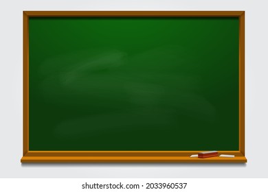 Green chalkboard background Vector Template. Background with a white chalk traces.