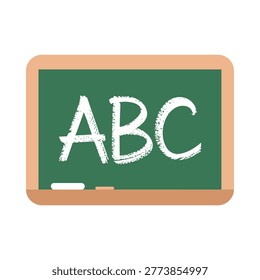 Green chalkboard displaying the first three letters of the alphabet, 'ABC', in white chalk.