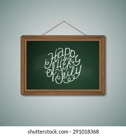 Green Chalkboard. Mockup Template with Lettering Element. Happy 4th of July