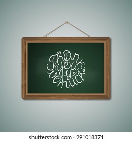 Green Chalkboard. Mockup Template with Lettering Element. Thank you very much