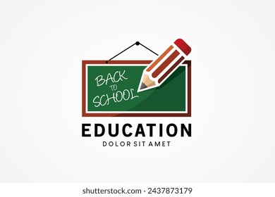 Green chalkboard and pencil vector design, back to school education symbol