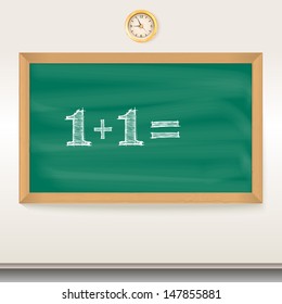 Green chalkboard, school board. Editable vector illustration.