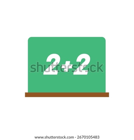 Green chalkboard with simple math equation two plus two for classroom education Vector illustration