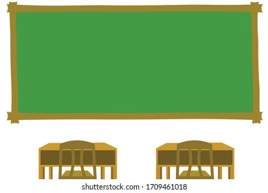 Green chalkboard, vector illustration object for use in school, education.
