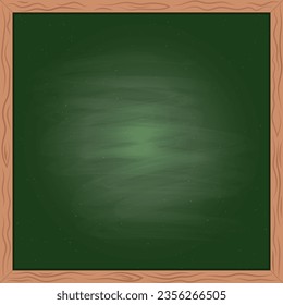 Green chalkboard in wooden frame. Empty board background