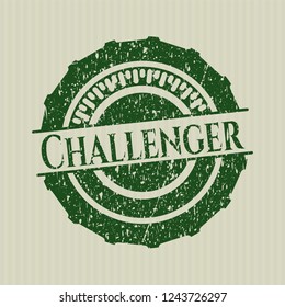 Green Challenger distress rubber stamp with grunge texture