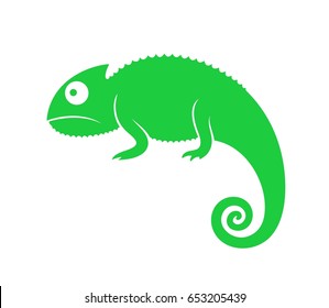 Green chameleon. Abstract chameleon on white background