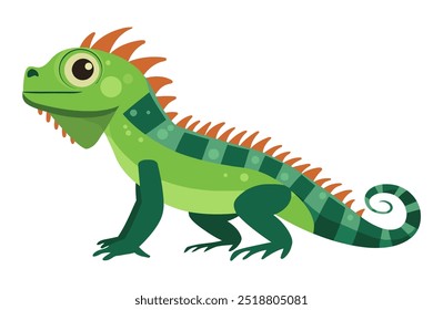 Green Chameleon. Flat Vector Illustration