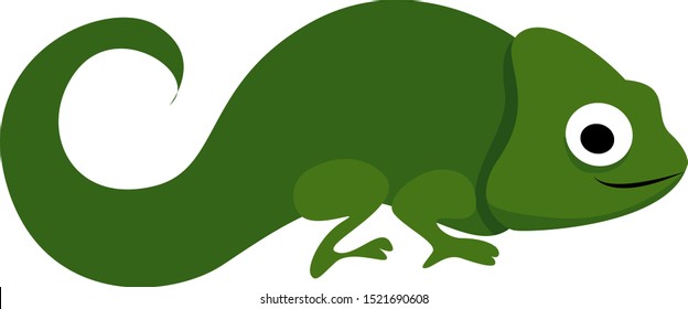 Camaleón verde, ilustración, vector sobre fondo blanco.