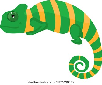 Green chameleon, illustration, vector on white background