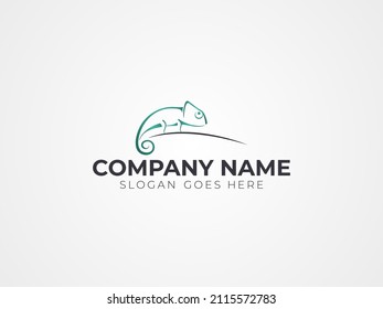 green chameleon modern vector logo