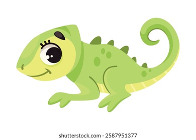 Green Chameleon as Tropical Animal and Wild African Fauna Vector Illustration