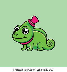 Green chameleon vector design. Perfect for eco-friendly campaigns, animal-themed T-shirts, nature illustrations, and educational materials. Ideal for children’s products or wildlife-related branding