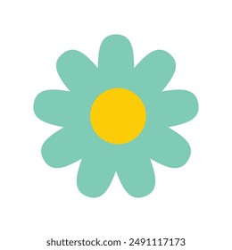 Green chamomile flower icon. Daisy Camomile set. Growing concept. Cute round flowers head plant collection. Simple flat design. Childish style. Love card sign symbol. Isolated. White background Vector