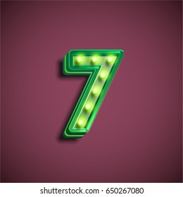 Green character from 'Broadway' lamp font, vector illustration