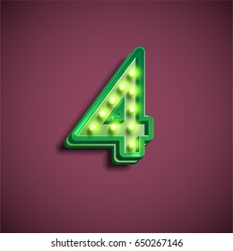 Green character from 'Broadway' lamp font, vector illustration