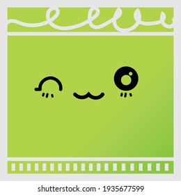 Green character design with cute expressions