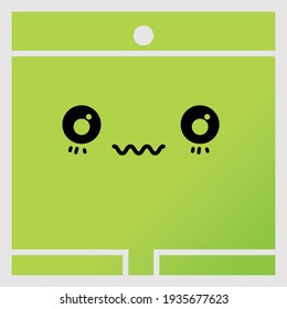 Green character design with cute expressions