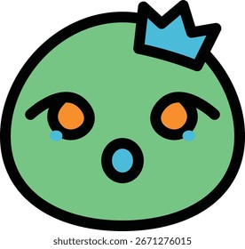  green character wearing a crown