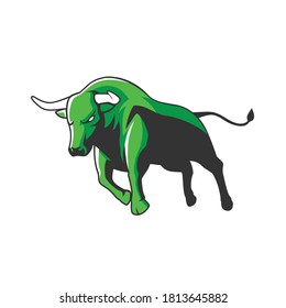 vector de toro de carga verde, se puede usar para logotipo, impresión de camisetas, etc