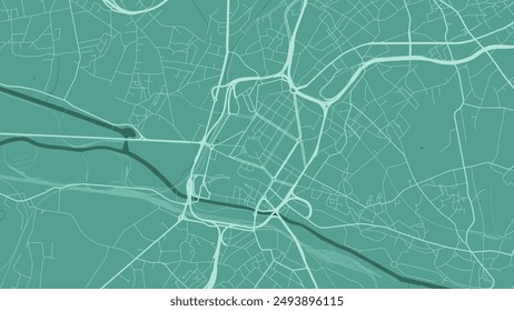 Green Charleroi map, Belgium. Vector city streetmap, municipal area.