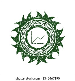 Green chart icon inside distress rubber grunge texture seal