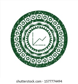 Green chart icon inside distress rubber grunge texture seal