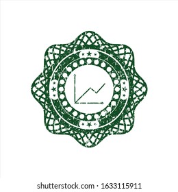 Green chart icon inside distress grunge stamp