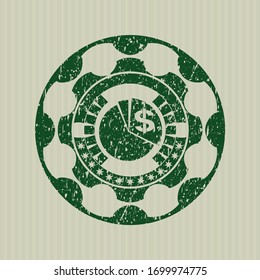 Green chart icon inside distress rubber seal