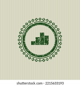 Green chart icon inside distressed rubber stamp with grunge texture.  - Powered by Shutterstock - Get 15% off with code: PIKWIZARD15