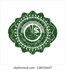 Green chart icon inside grunge seal