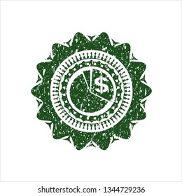 Green chart icon inside grunge seal