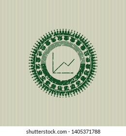 Green chart icon inside grunge stamp