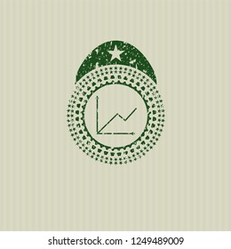 Green chart icon inside rubber grunge stamp