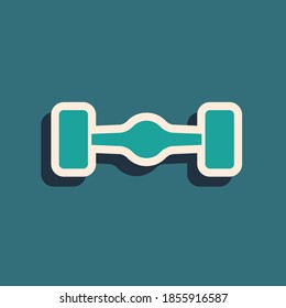 Green Chassis Auto Symbol einzeln auf grünem Hintergrund. Lange Schattenstil. Vektorgrafik.