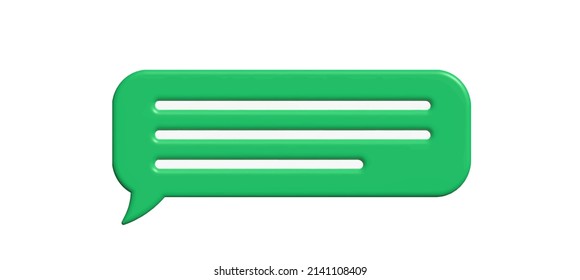 Burbuja verde de chat 3d aislada en blanco. 3d vector. 
