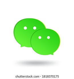 Green chat message social media icon design on white, vector illustration. Speak sign isolated