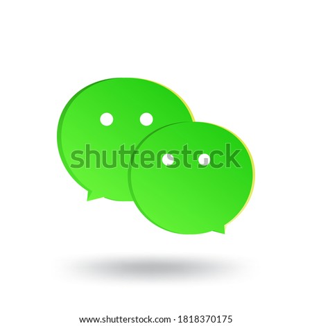 Green chat message social media icon design on white, vector illustration. Speak sign isolated