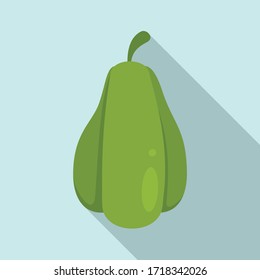 Green chayote icon. Flat illustration of green chayote vector icon for web design