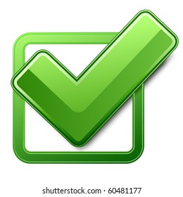 Green Check Box With Check Mark. Vector Illustration